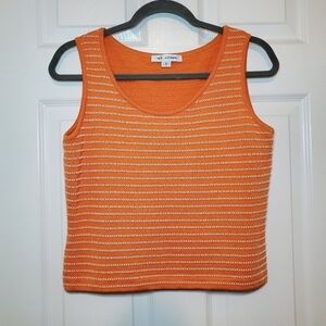 St. John Orange Knit Striped Women's Top Sz S